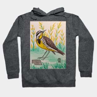 Nebraska state bird and flower, the meadowlark and goldenrod Hoodie